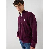 Calvin Klein Jeans Cotton Waffle 1/4 Zip Knitted Jumper - Purple