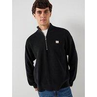 Calvin Klein Jeans Cotton Waffle 1/4 Zip Knitted Jumper - Black