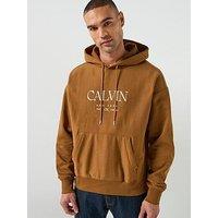 Calvin Klein Terry Graphic Overhead Hoodie - Brown