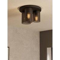 Eglo Colomera Black Glass & Steel Flush Mount Ceiling Light