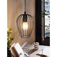 Eglo Newtown Black Vintage Caged Hanging Single Pendant Light