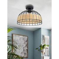 Eglo Vintage Anwick Black/Rattan Ceiling Light