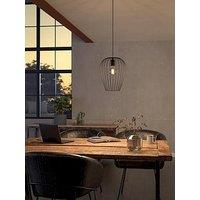 Eglo Newtown Black Vintage Caged Hanging Single Pendant Light