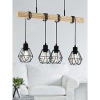 Eglo Townshend 5 Black/Natural Metal & Wood 4-Light Geometric Pendant