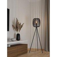 Eglo Romazzina Black Caged Tripod Floor Lamp