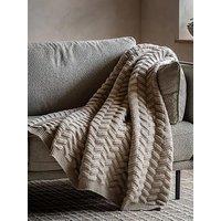 Gallery Direct Herringbone Woven Knit Throw Natural 1300X1700Mm