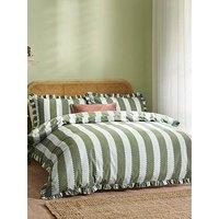 Wylder Birdie & Stripe Duvet Set Baygreen/Mist