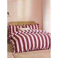 Wylder Birdiestripe Duvet Set Burgundy/Blossom