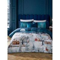 Paoletti Starlight Christmas Duvet Set Midnight Blue