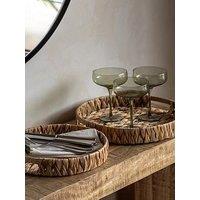 Gallery Direct Set Of 2 Woven Round Tray With Handles - Natural