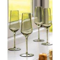 Gallery Direct Flute Glass Green Pk4