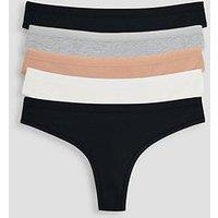 The Very Collection 5 Pack Cotton Thongs Neutrals - Multi