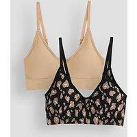 The Very Collection 2 Pack Seamless Bra - Beige/Leopard Print