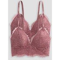 The Very Collection 2 Pack Lace Bralette - Pink