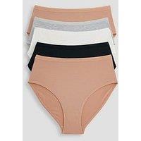 The Very Collection 5Pk Cotton High Leg Briefs Neutrals - Multi