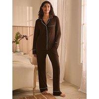 Laura Ashley Modal Button Through Pyjamas - Brown