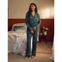 Laura Ashley Emerald Green Josette Button Through Pjs - Black