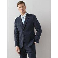 The Very Collection Wool Blend Checked Suit Jacket - Navy