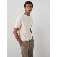 The Very Collection Cotton Rich Short Sleeve Textured Knitted Tee - Beige