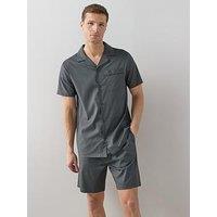 The Very Collection Woven Modal Button Through Shirt And Short Set - Charcoal