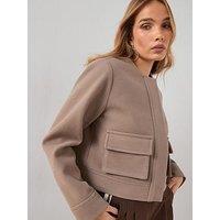 The Very Collection Faux Wool Collarless Jacket - Beige