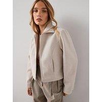 The Very Collection Faux Wool Bomber Jacket - Beige
