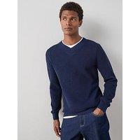 The Very Collection Wide Rib Knitted V-Neck Jumper - Navy