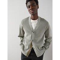 The Very Collection Pure Cotton Washed Button Up Ribbed Knitted Cardigan - Green