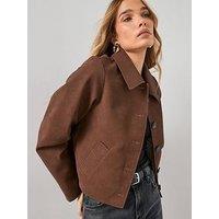 The Very Collection Faux Leather Jacket - Brown