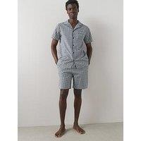 The Very Collection Pure Cotton Gingham Shirt And Short Pyjama Set - Blue