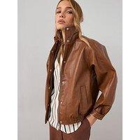 The Very Collection Funnel Neck Bomber Jacket - Light Brown