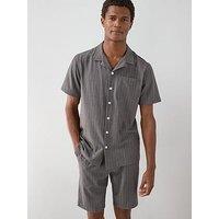 The Very Collection Short Sleeve Pinstripe Shirt - Grey