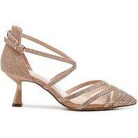 Paradox London Fresco Glitter Wide Fit Strappy Heel - Champagne