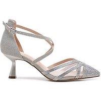 Paradox London Fresco Glitter Wide Fit Strappy Heel - Silver