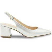 Paradox London Flynn Shimmer Wide Fit Slingback Heel - Silver