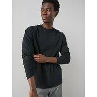 The Very Collection Pure Cotton Long Sleeve Heavyweight Plain T-Shirt - Black