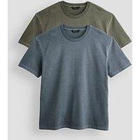 The Very Collection 2 Pack Pure Cotton Washed Short Sleeve T-Shirts - Charcoal & Khaki