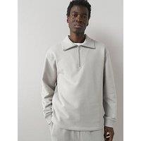 The Very Collection Pure Cotton Premium Quarter Zip Sweatshirt - Grey