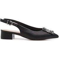 Paradox London Fortune Brooch Wide Fit Slingback Shoe - Black