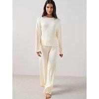 The Very Collection Long Sleeve Soft Touch Frill Hem Pyjama Set - Lemon