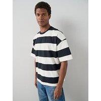 The Very Collection Pure Cotton Heavyweight Striped T-Shirt - Navy
