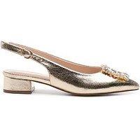 Paradox London Fortune Brooch Wide Fit Slingback Shoe - Champagne