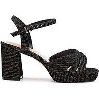 Paradox London Navarra Velvet Glitter Wide Fit Heel - Black