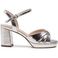 Paradox London Navarra Metallic Wide Fit Heel - Silver