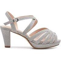 Paradox London Norma Glitter Wide Fit Heel - Silver