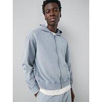 The Very Collection Pure Cotton Boxy Fit Washed Zip Through Hoodie - Blue