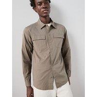 The Very Collection Cotton Rich Double Pocket Textured Overshirt - Khaki