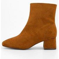 The Very Collection Extra Wide Fit Square Toe Heeled Ankle Boot - Brown