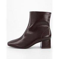 The Very Collection Wide Fit Block Heel Ankle Boot - Brown