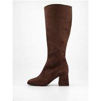 The Very Collection Wide Fit Block Heel Knee High Boot - Brown